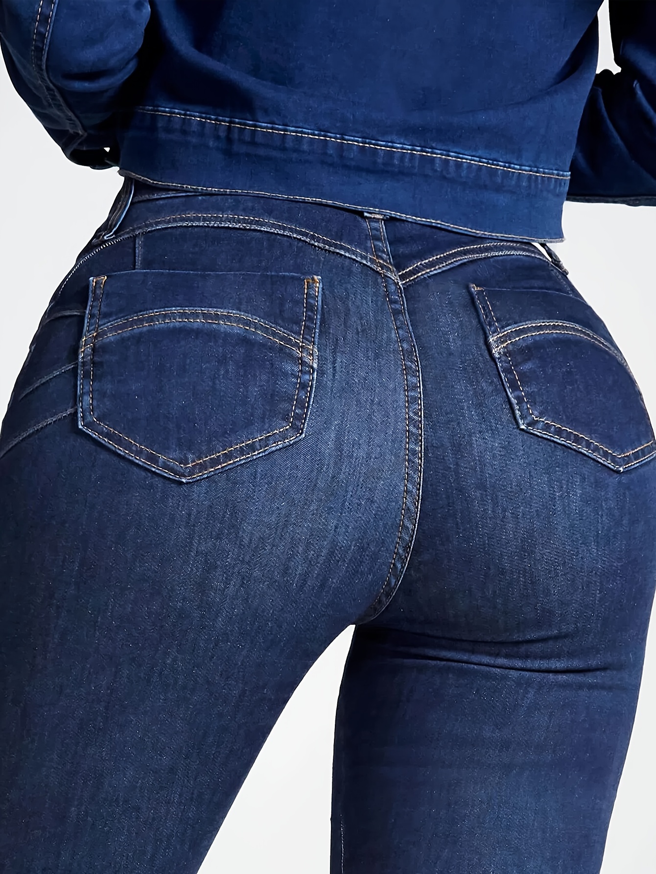  Women's High Waisted Pocket Side Denim Pants Classic