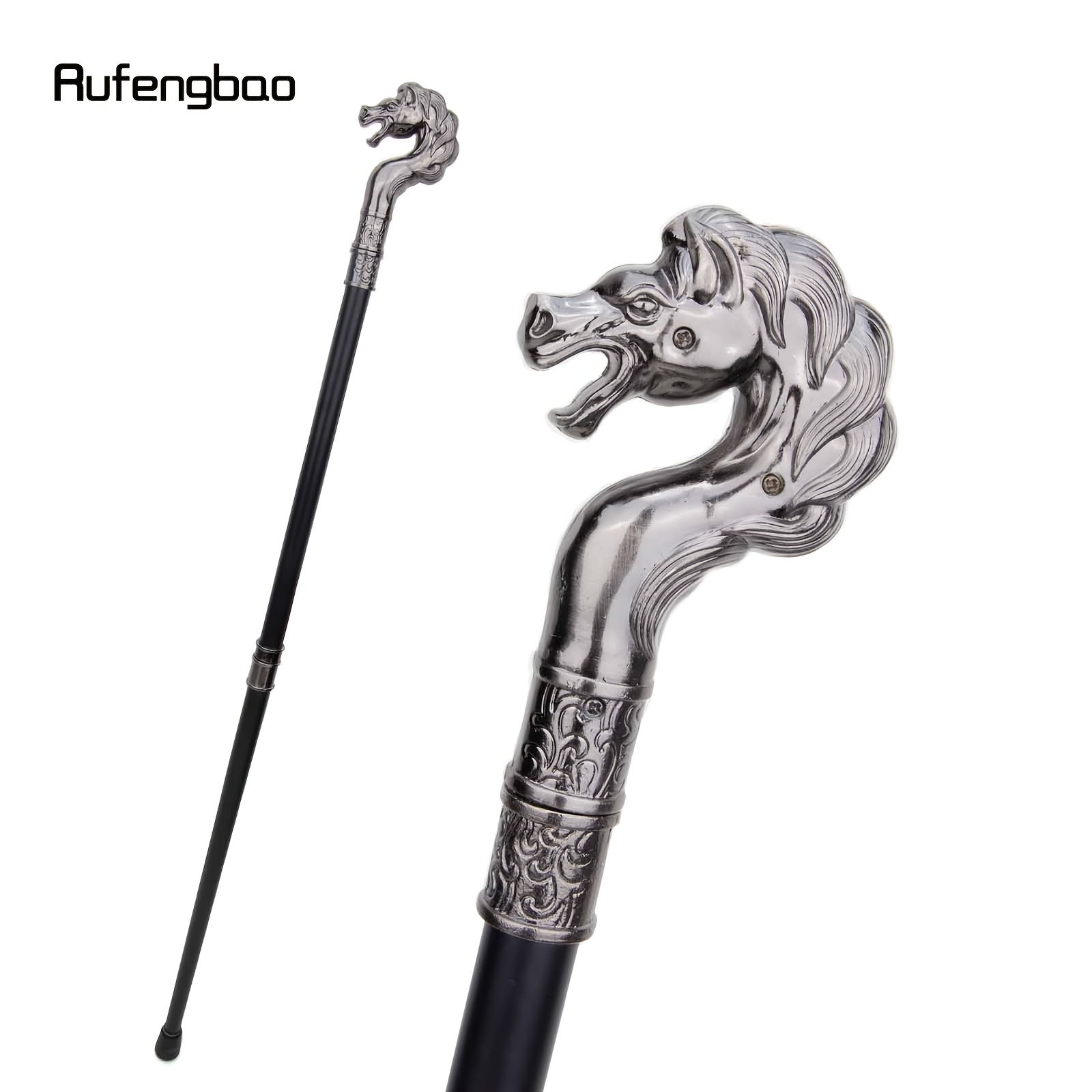 1pc Golden Horse Handle Luxury Pattern Walking Stick Party Fashion Elegant  Walking Stick, Decorative Cosplay Cane Knob Crosier