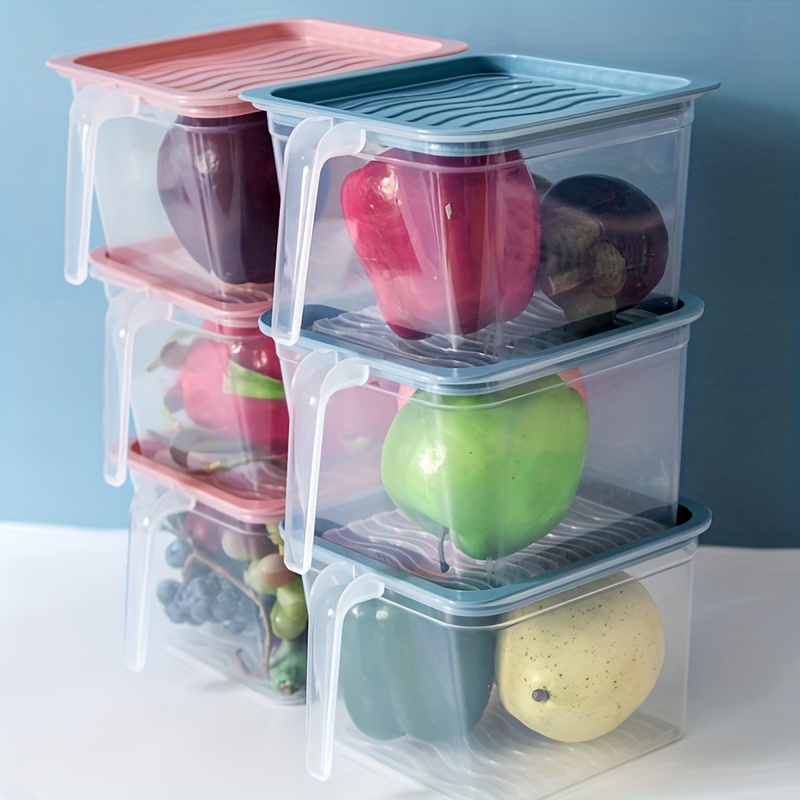 Stackable Refrigerator Storage Box With Handle Kitchen Fruit - Temu