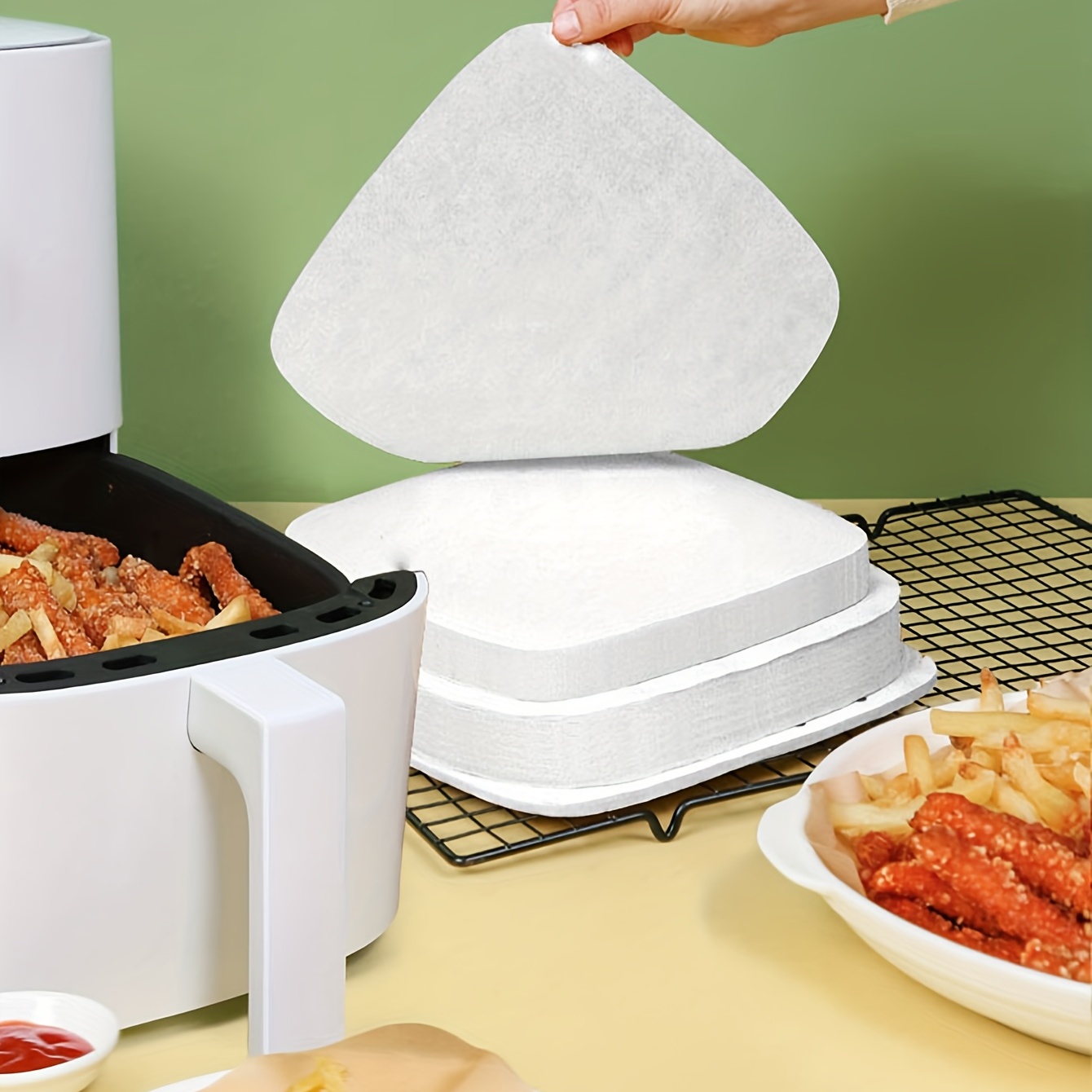 Disposable Air Fryer Liners, Greaseproof White Paper Air Fryer