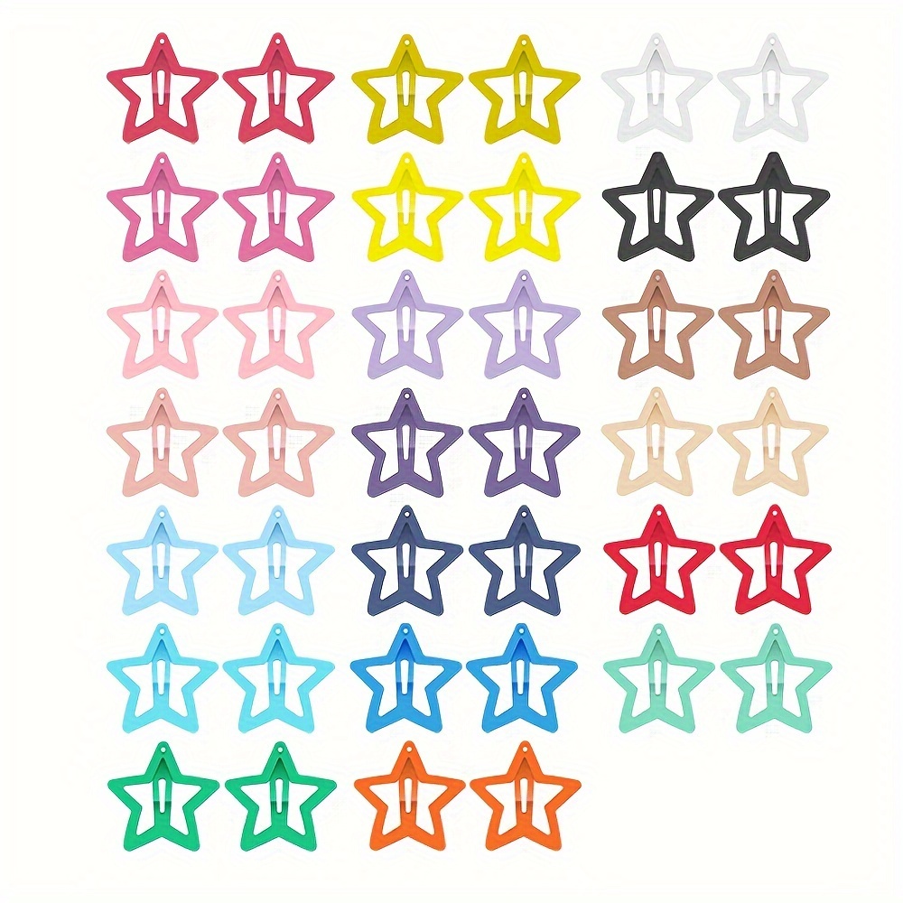 

40pcs Star Shaped Snap Hair Clips Y2k Cute Hairpins Bangs Clips Hair Accessories For Women Female (20 Colors)