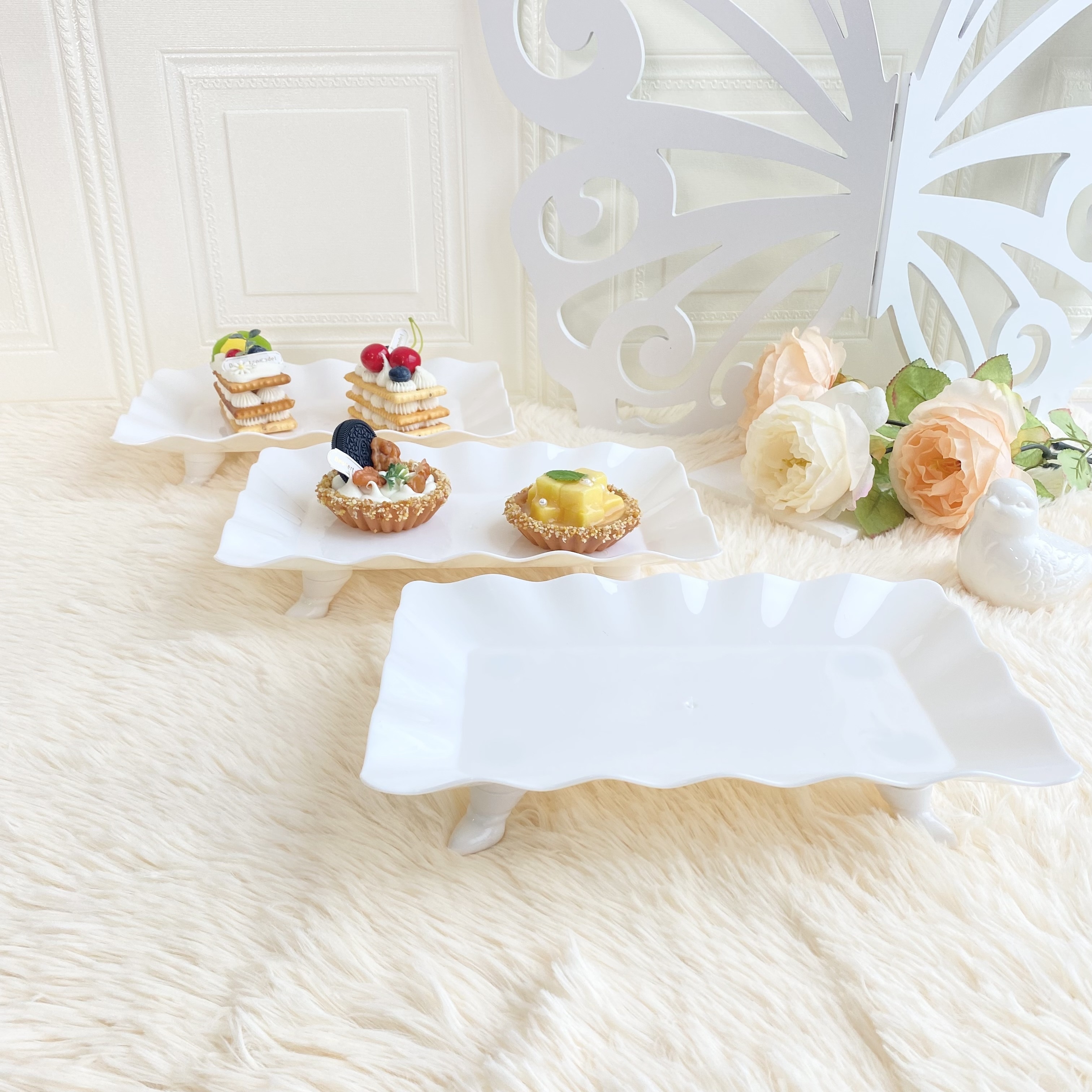 Image of 3pcs Cupcake Stand Set, Dessert Display Tray, Living Room Fruit Plate, Wedding, Shower, Bridal Shower, Birthday Cupcake Holder