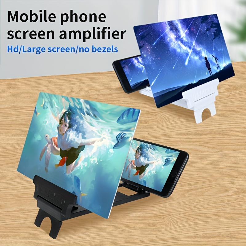  Amplificador de pantalla de teléfono de 16 pulgadas con soporte  plegable para teléfono 3D HD pantalla móvil lupa teléfono proyector pantalla  para películas vídeos, juegos teléfono accesorios para todos los teléfonos