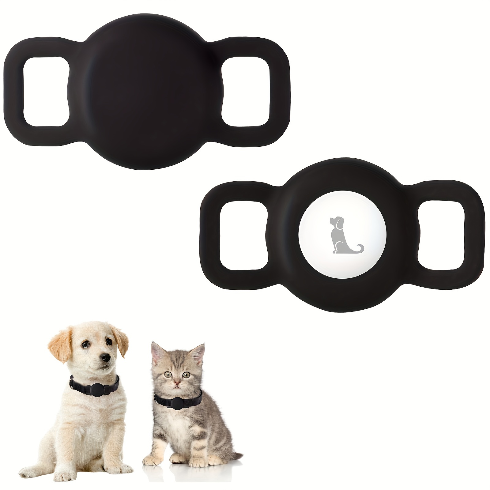 Soporte para collares Airtag para perros (paquete de 2) para Apple Airtags,  funda antipérdida, compatible con collares para gatos y perros (2 en negro)