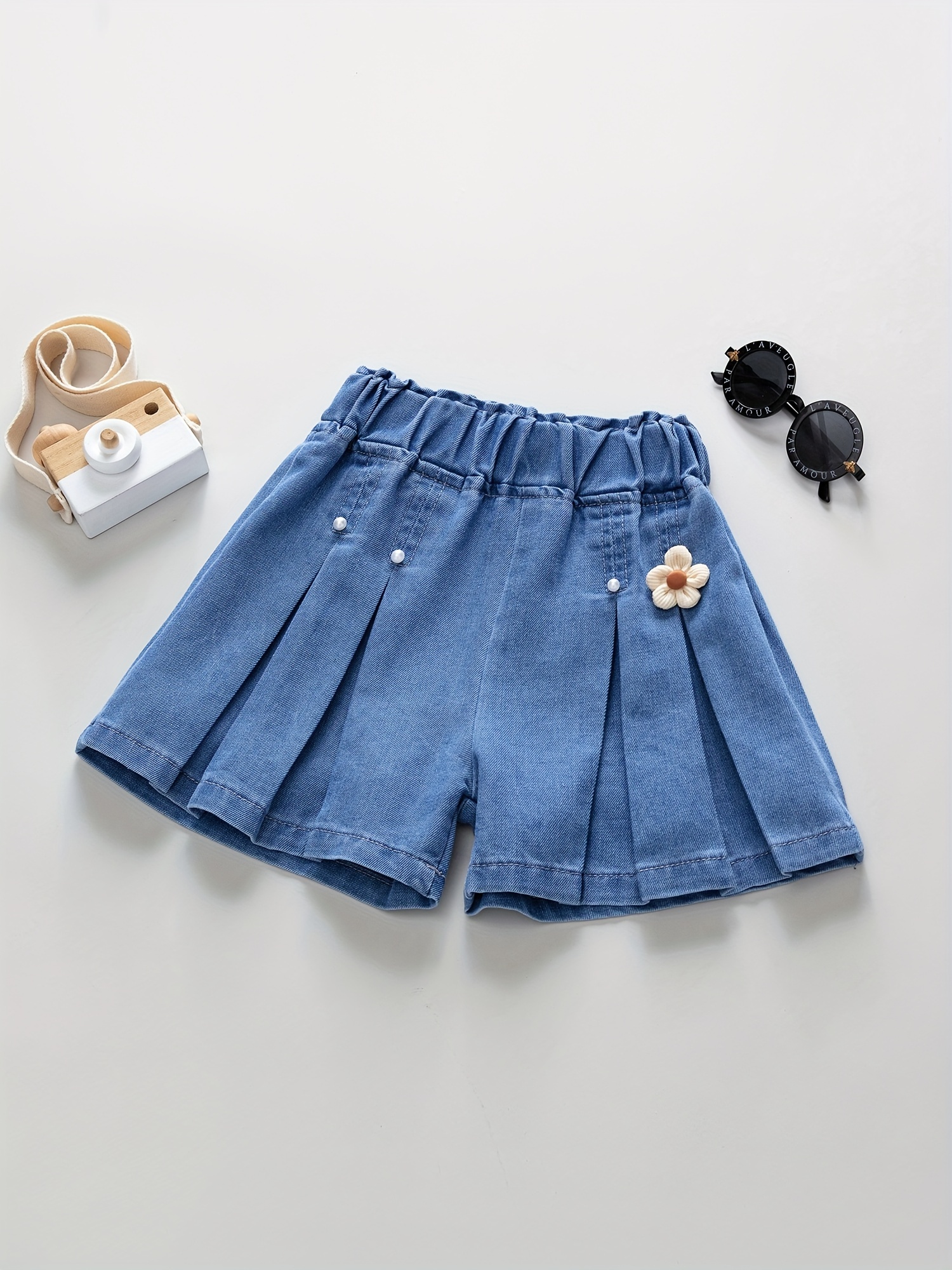 Girls' Denim Elastic Waist Shorts