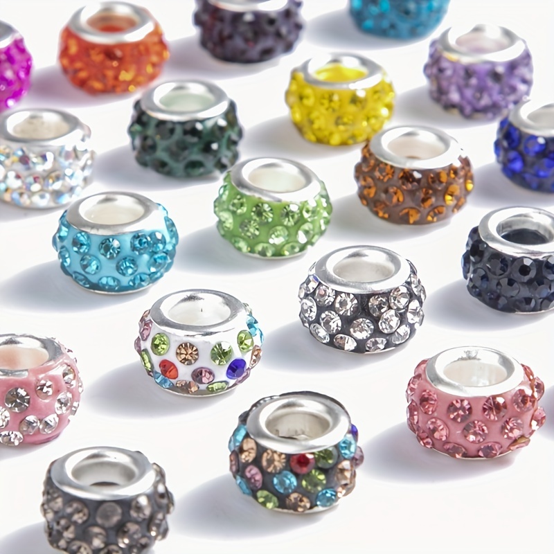 Large Hole Bead 4 Row Rhinestone Spacer Beads Mixed Color - Temu