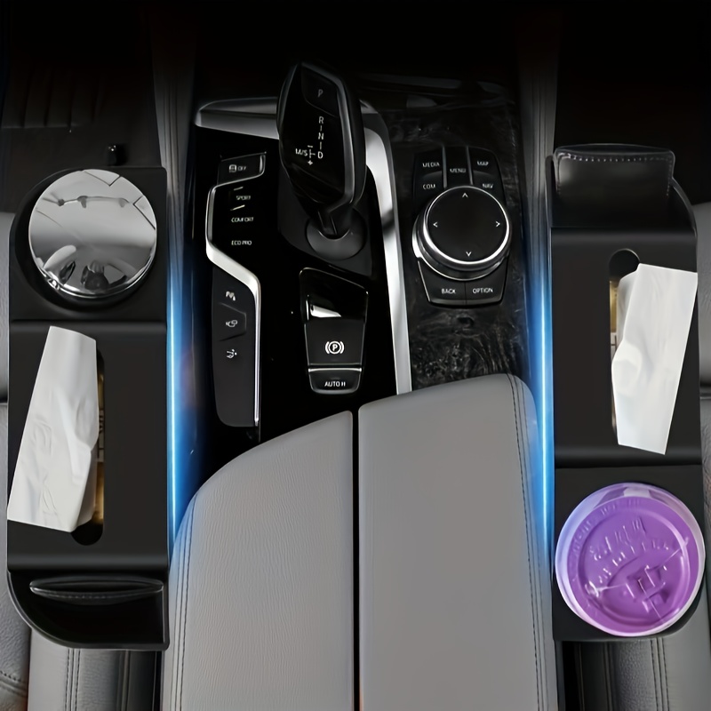 Custom Car Seat Aufbewahrungsbox, Holz-leder-auto-organizer,  Getränkehalter, Telefonaufbewahrung Für , , Benz, , , (nur Auto-logo) -  Auto - Temu