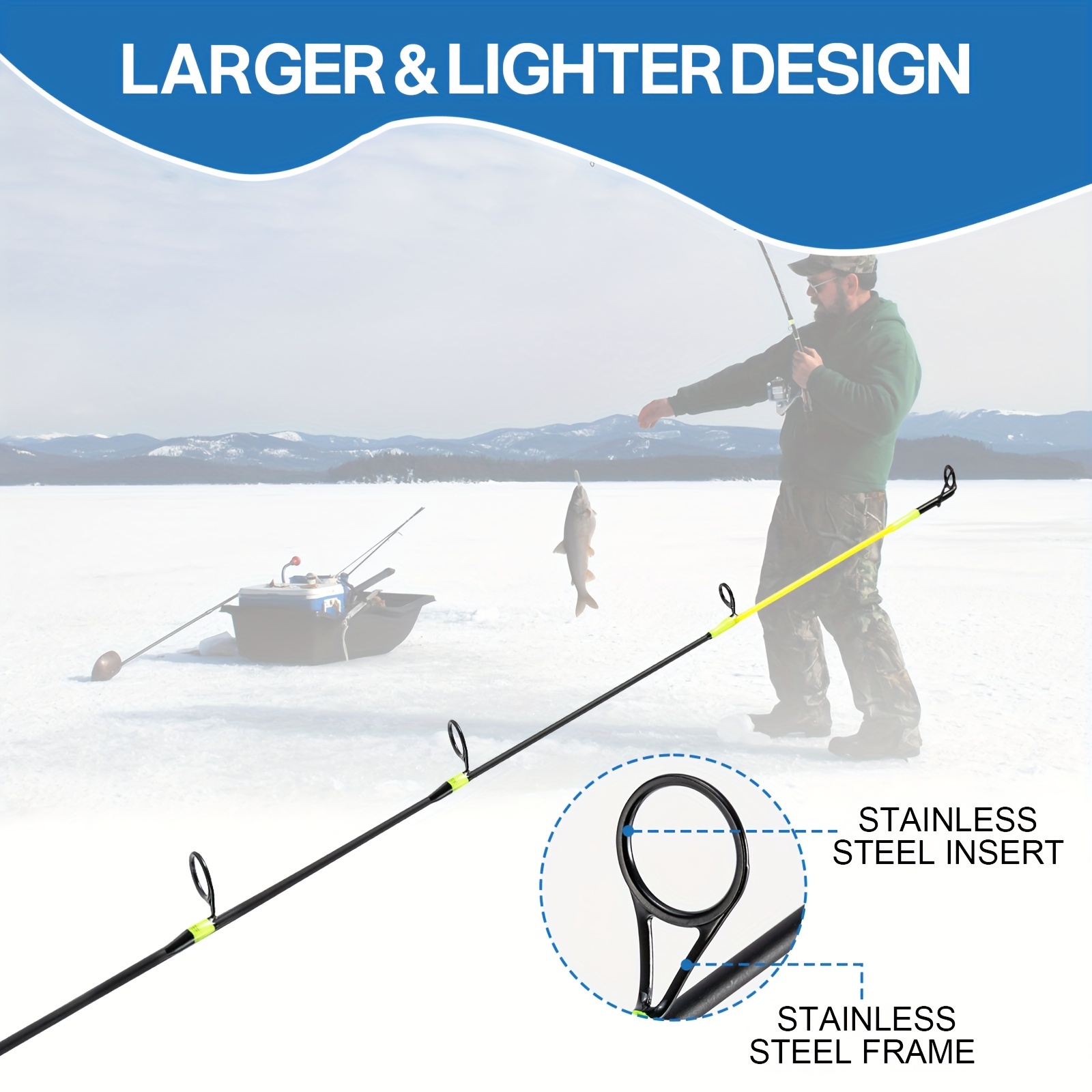Ice Fishing Rods Lightweight Telescopic for Adults Ice Sleds Inshore Fishing  Red 