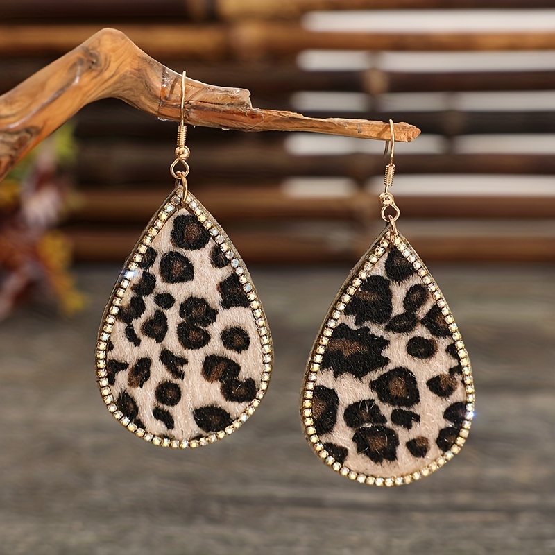 New Animal Fur Patterns Leopard Tiger Zebra Skin Print Rectangle Fish Hook  Dangles Earrings Handcraft Gifts