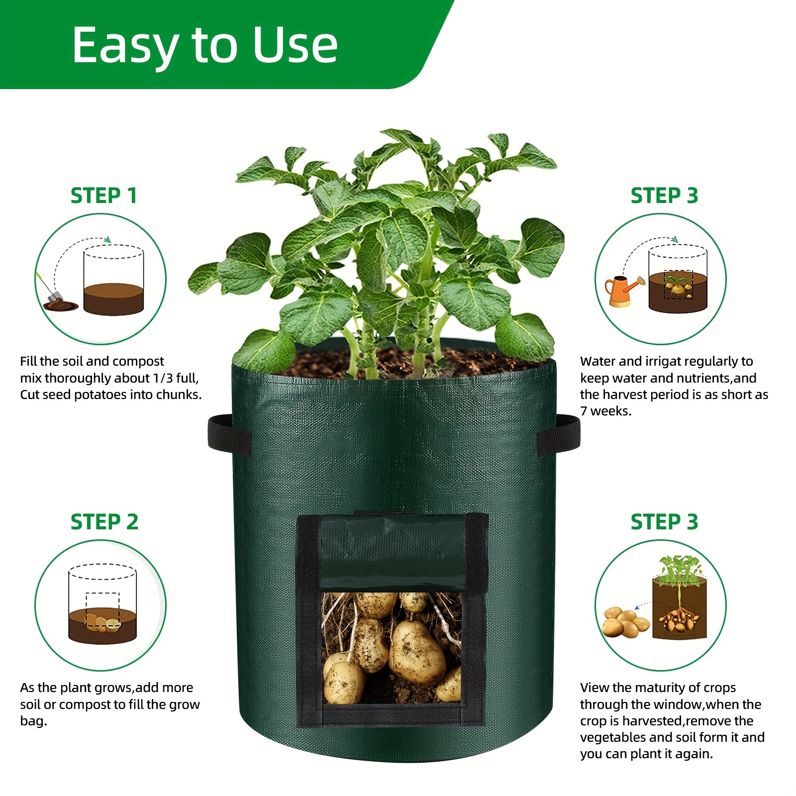 Potato Grow Bag Tomato Planting Bag PE Fabric Root Pots Vegetable