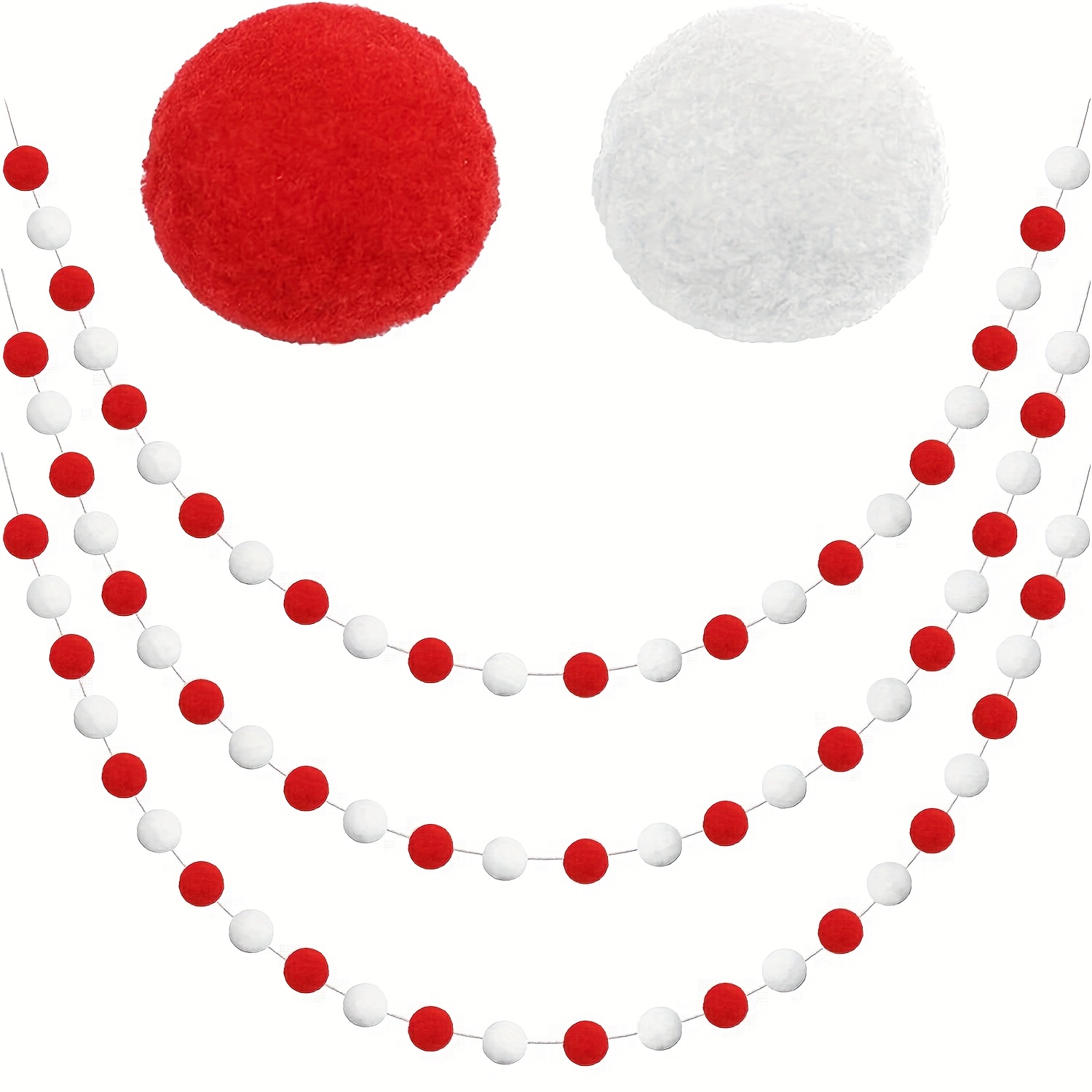 Wool Felt Ball Garland Colorful Red And White Pom Pom - Temu