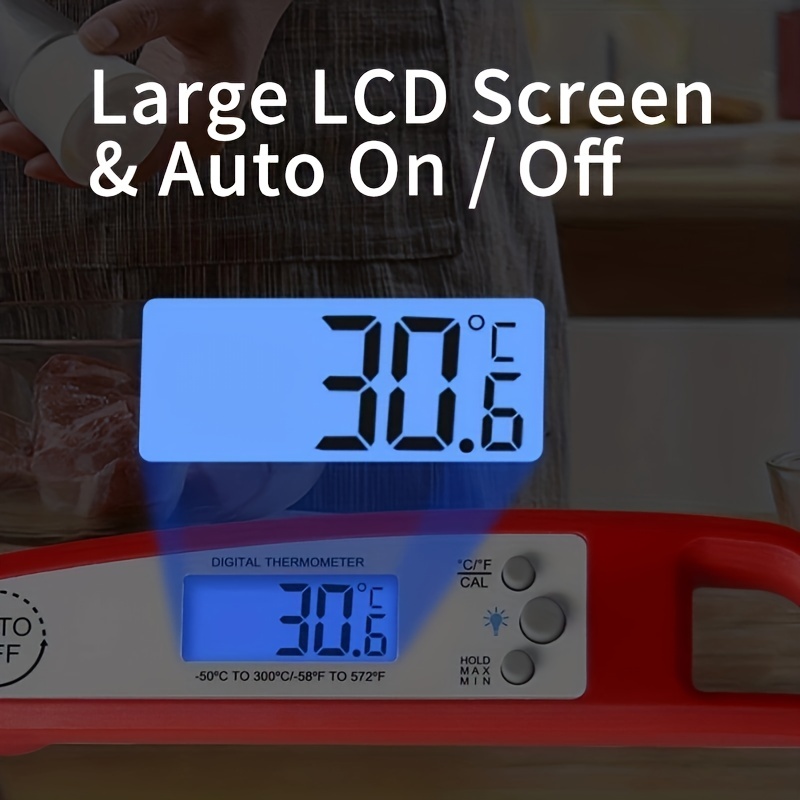 Waterproof Digital Food Thermometer With Bright Lcd Screen - Temu