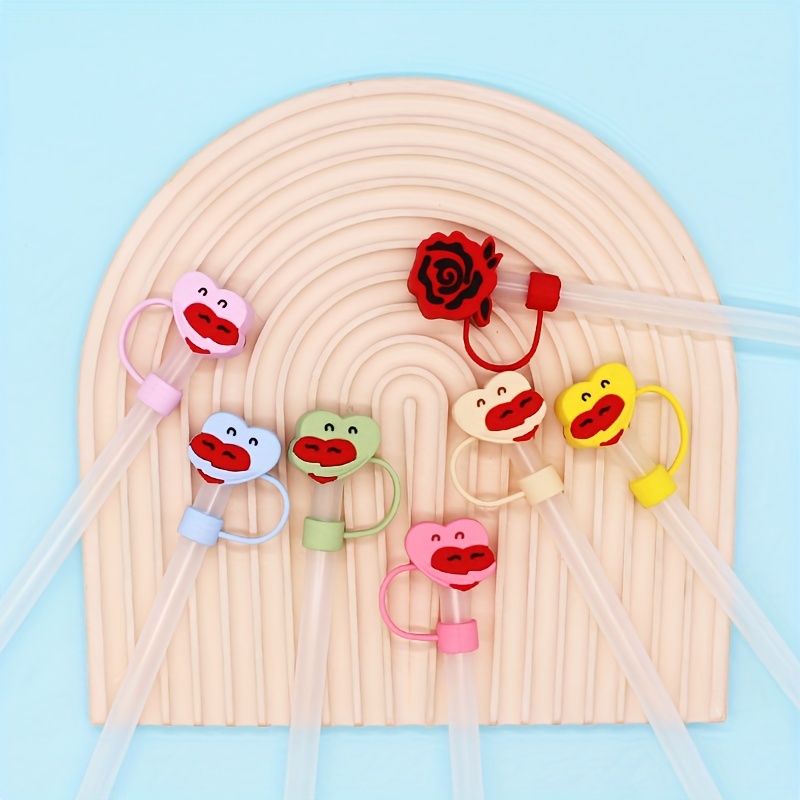 20Pcs Lovely Straw Toppers PVC Straw Tips Cute Reusable Straw Charms  Cartoon Straw Decorations Good Gift for Yonng Adults Party Favor