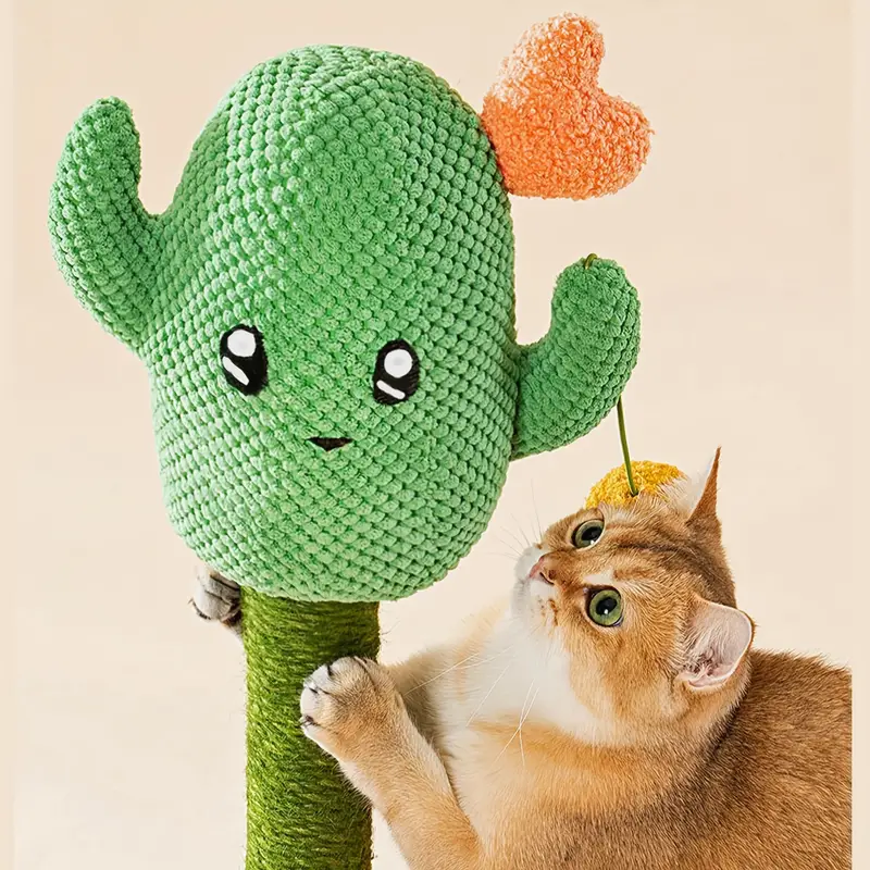 cat tree cat tower cat scratching post cactus shape sisal column cat litter cat scratch board cat ball toy details 4