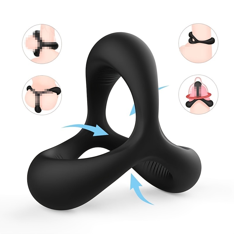 1pc 3-in-1 Ultra Soft Silicone Cock Ring for Men - Enhances