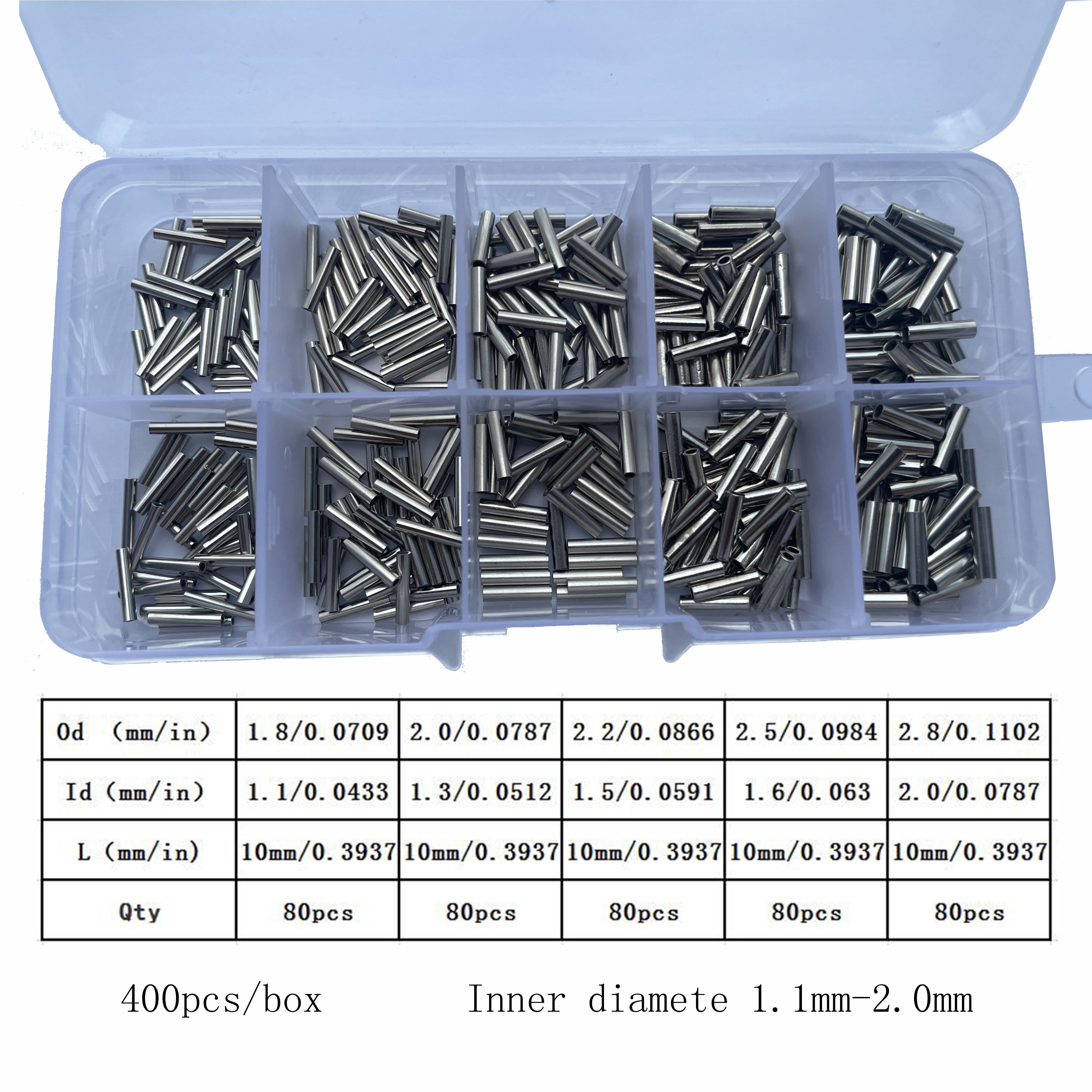 400pcs Stainless Steel Alloy Copper Fishing Wire Pipe Crimp Sleeves -  Tackle Tools for Leader Sleeves & Connector
