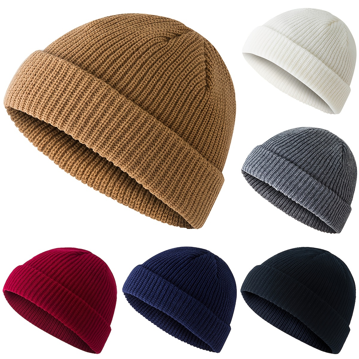 Knitted Men Hat Casual Winter Warm Male Beanies Homme - Temu