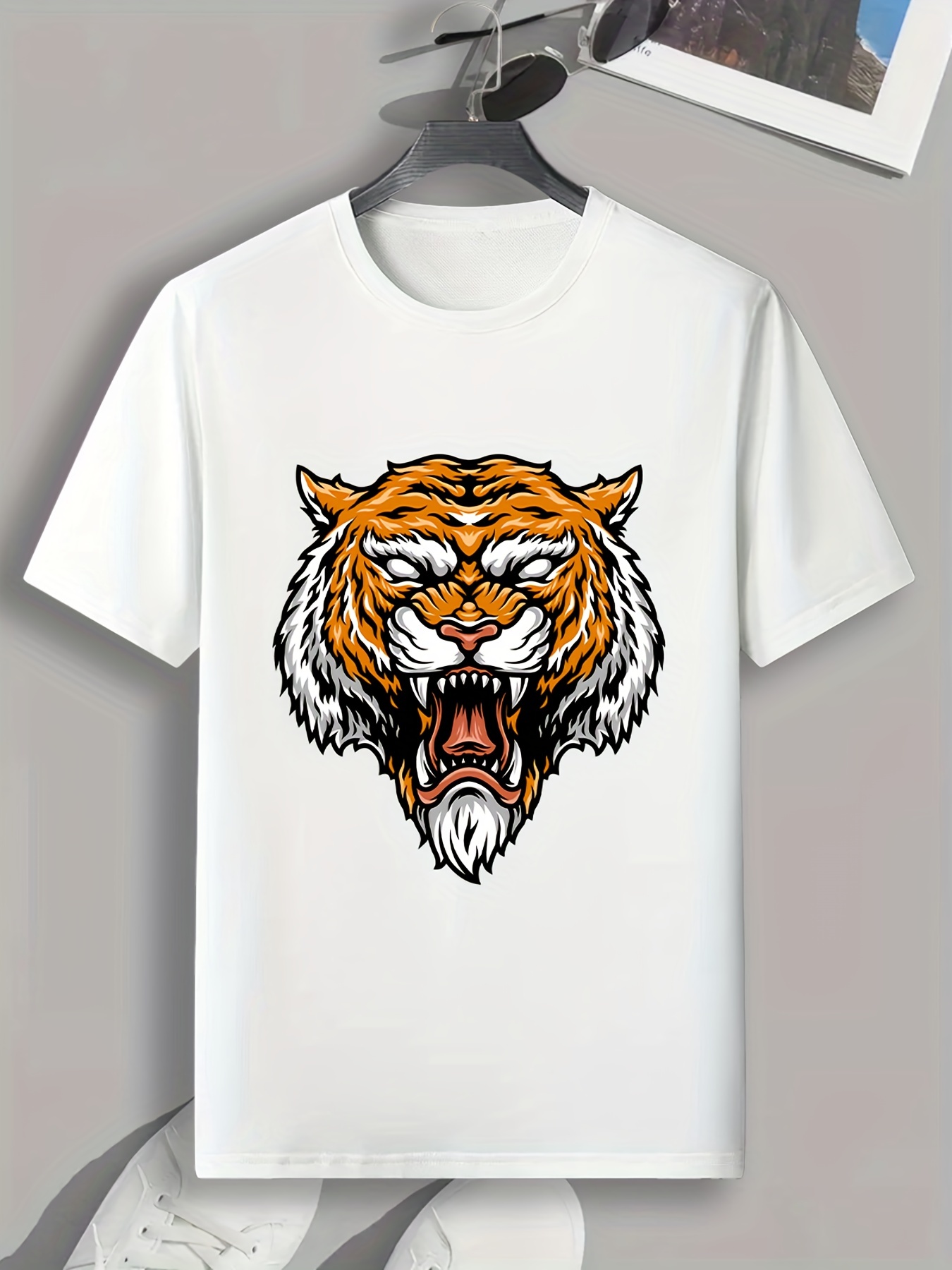 Tiger Print Mens Graphic Design Crew Neck T Shirt Casual Comfy Tees Tshirts  For Summer Mens Clothing Tops For Daily Vacation Resorts, Discounts For  Everyone
