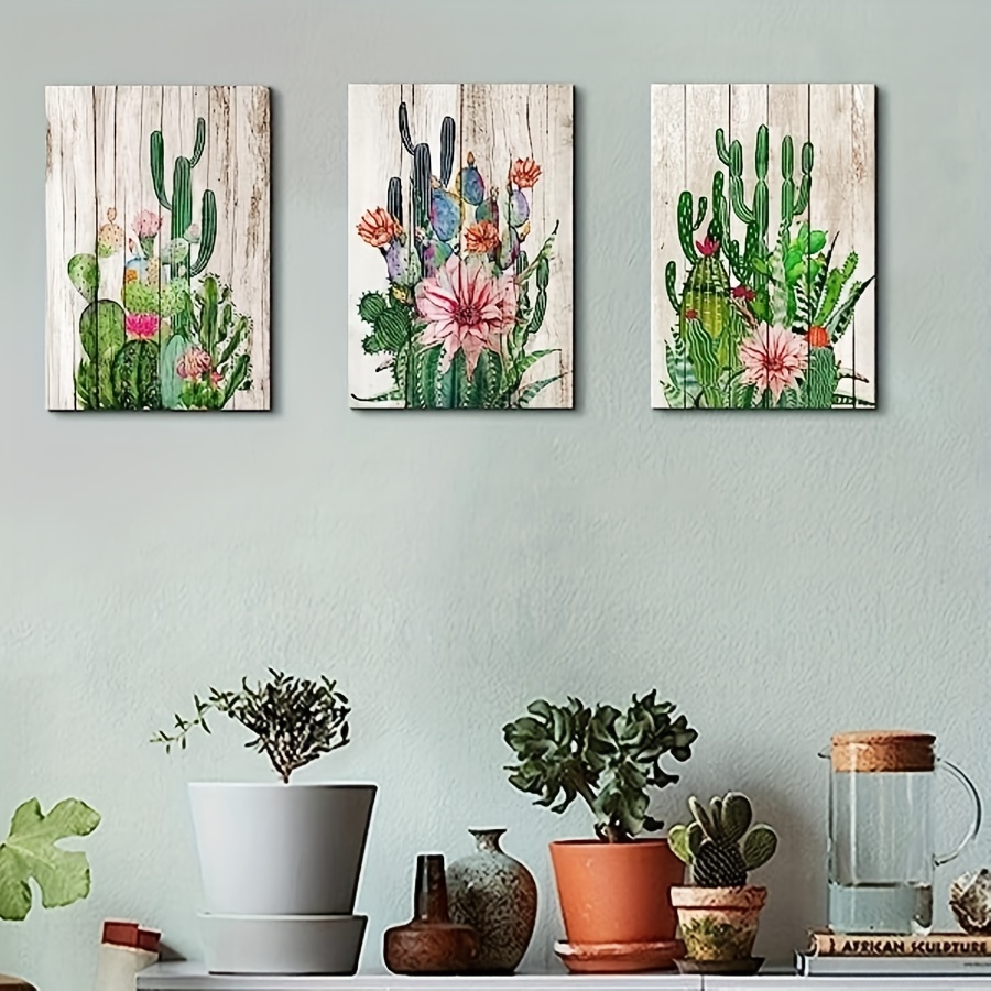 Cactus Decor Boho Bathroom Southwestern Wall Decor For Living Room Mexican Pictures  Green Plant Canvas Art Bedroom Kitchen Home Decoration Tropical Succulent  Botanical Painting Office Artworks, No Frame Temu