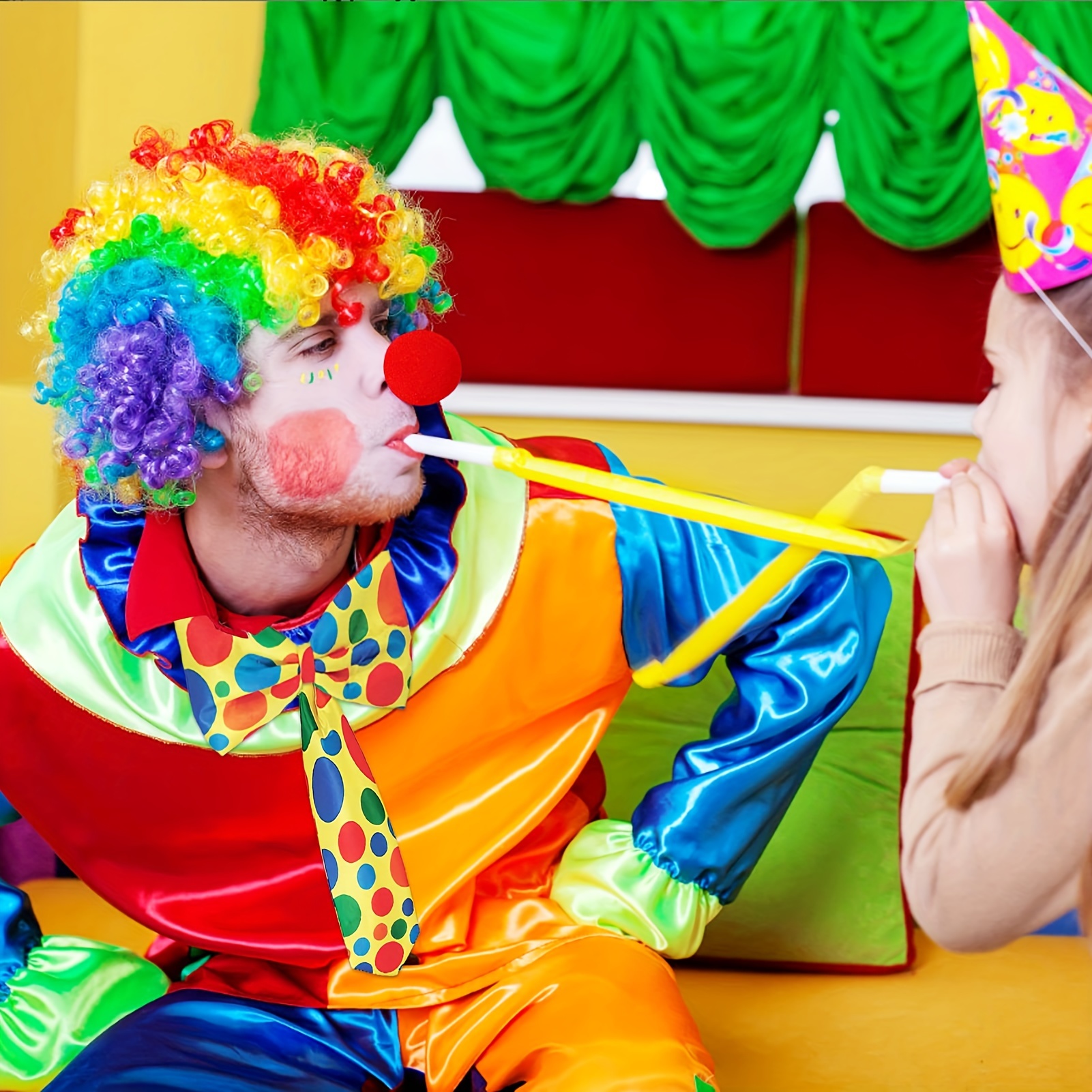Dance Fairy Clown Parrucca e Schiuma Naso Rosso per Clown Costume Party  Puntelli Accessori per Travestimenti per Matrimoni Festival Carnevale Feste