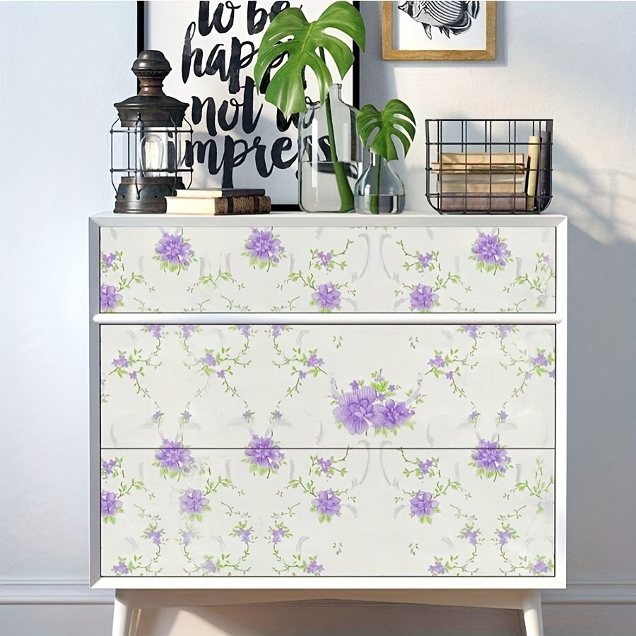 Papel adhesivo floral morado para muebles