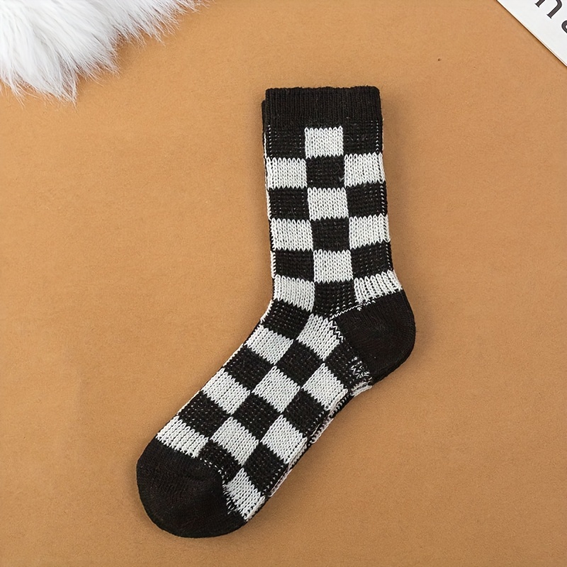 Boys Kids Fashion Plaid Versatile Soks, Warm Comfy Socks For