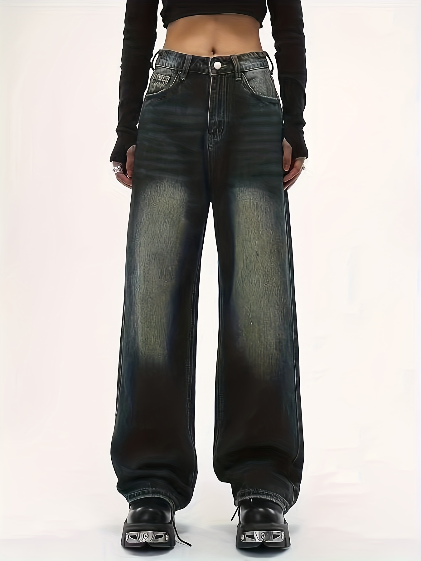 Black Wide Leg Jeans - Temu Canada