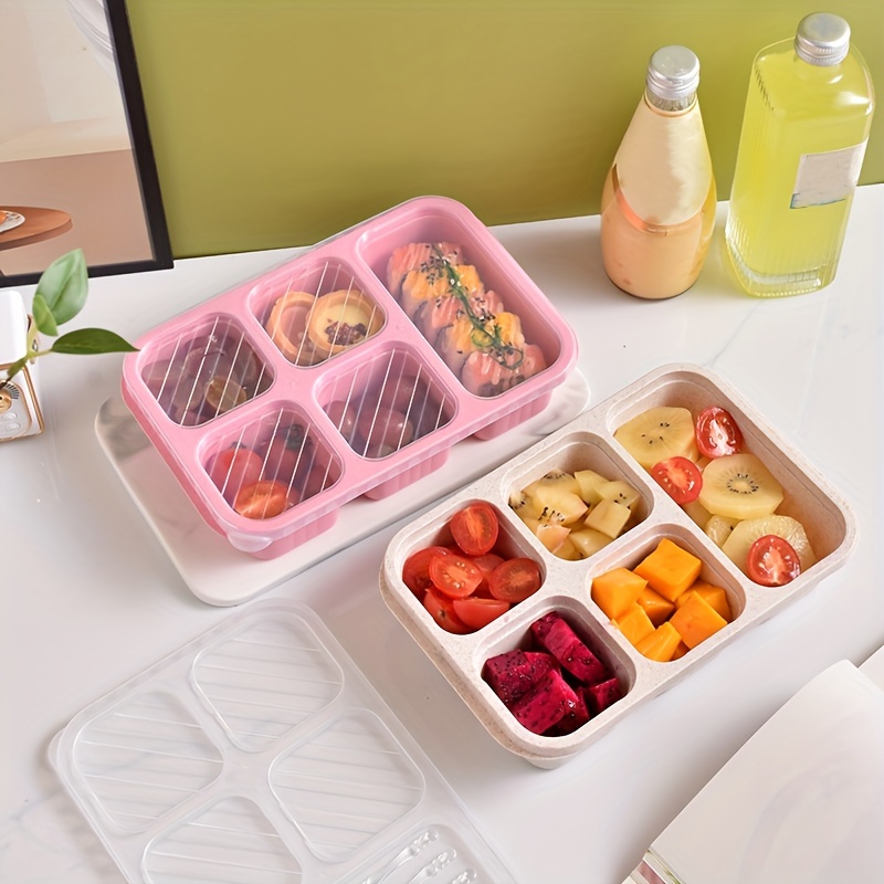  Round Plastic Divided Serving Tray Snack Box Container with Lid  and Handle, Multipurpose Snackle Box Container, Veggie tray, Fruit tray for  Fruits, Snacks, Candies & Nuts for Daily Use & Events 
