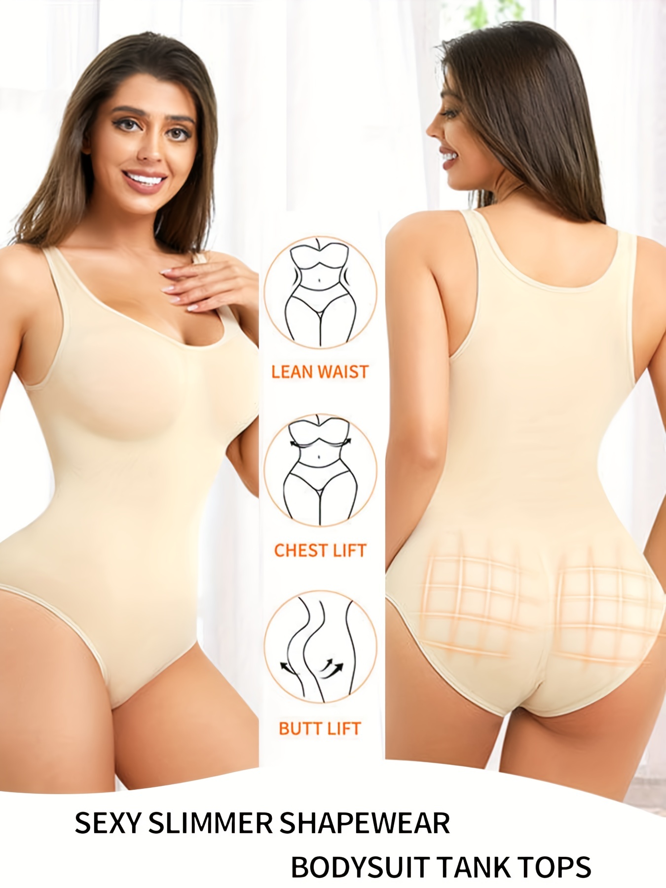 Sleeveless Shaping Bodysuit Tummy Control Compression Body - Temu