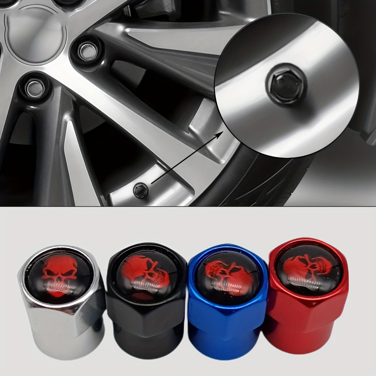 Tapones para las ruedas del coche, tapas de aluminio de 4 piezas,  Multicolor, Universal, para válvula de neumático de motocicleta - AliExpress