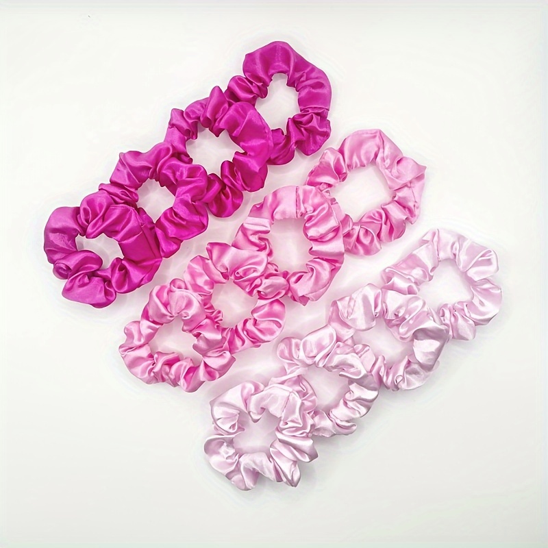 

12 Pcs Solid Color Fabric Hair Scrunchies Set For Women Elastic Holographic Ponytail Holder Pink Series Hair Accessories Ropes Scrunchie Traceless Hair Ties