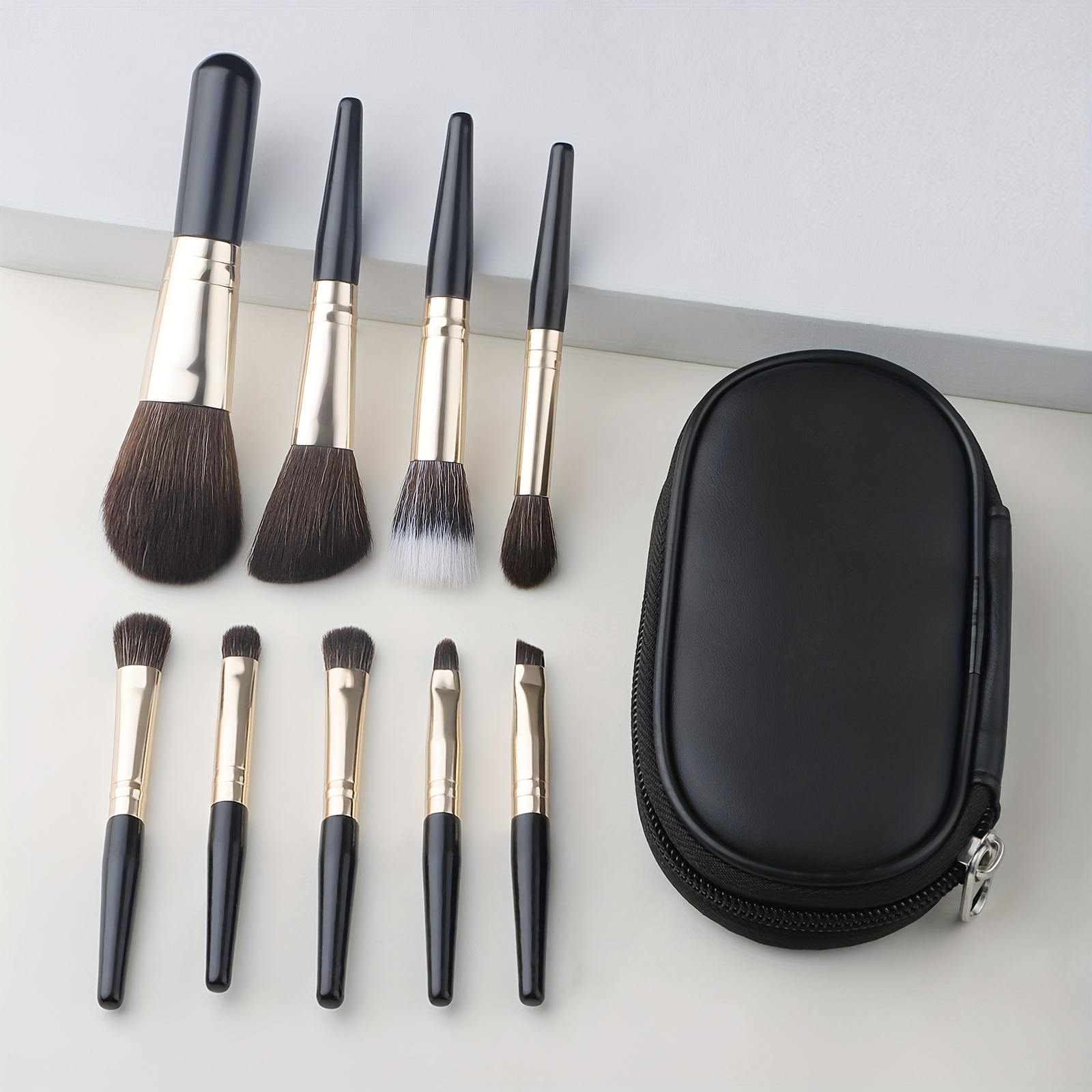 Portable Mini Makeup Brush Set With Storage Bag Soft Hair - Temu