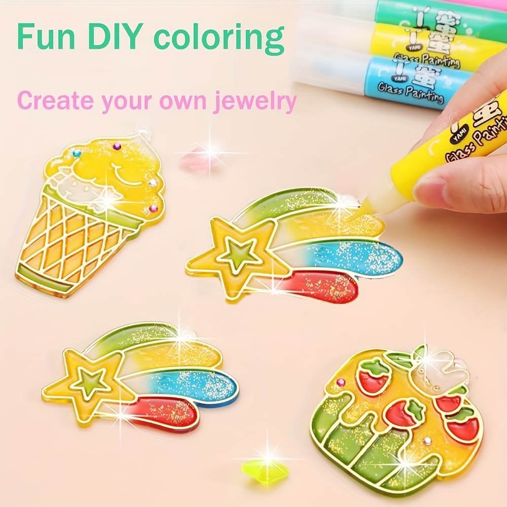 DIY Coloring Graffiti Pendant Baking Crystal Glue Painting Pendant Toy