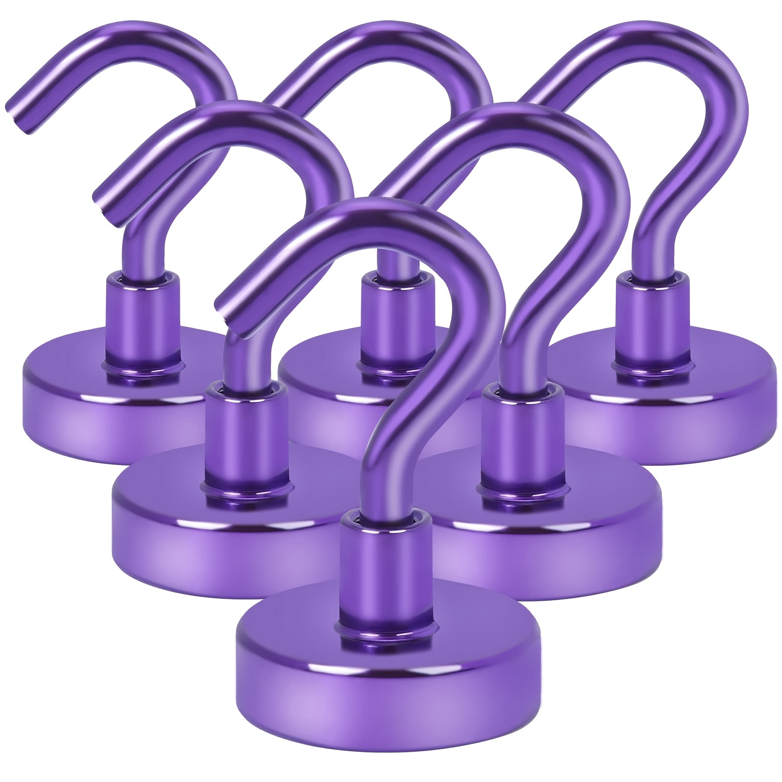 6pcs Purple Magnetic Hooks, 25Lbs Strong Heavy Duty Cruise Magnet S-Hooks For Hanging, Cabins, Grill, Kitchen, Garage, Workplace And Office