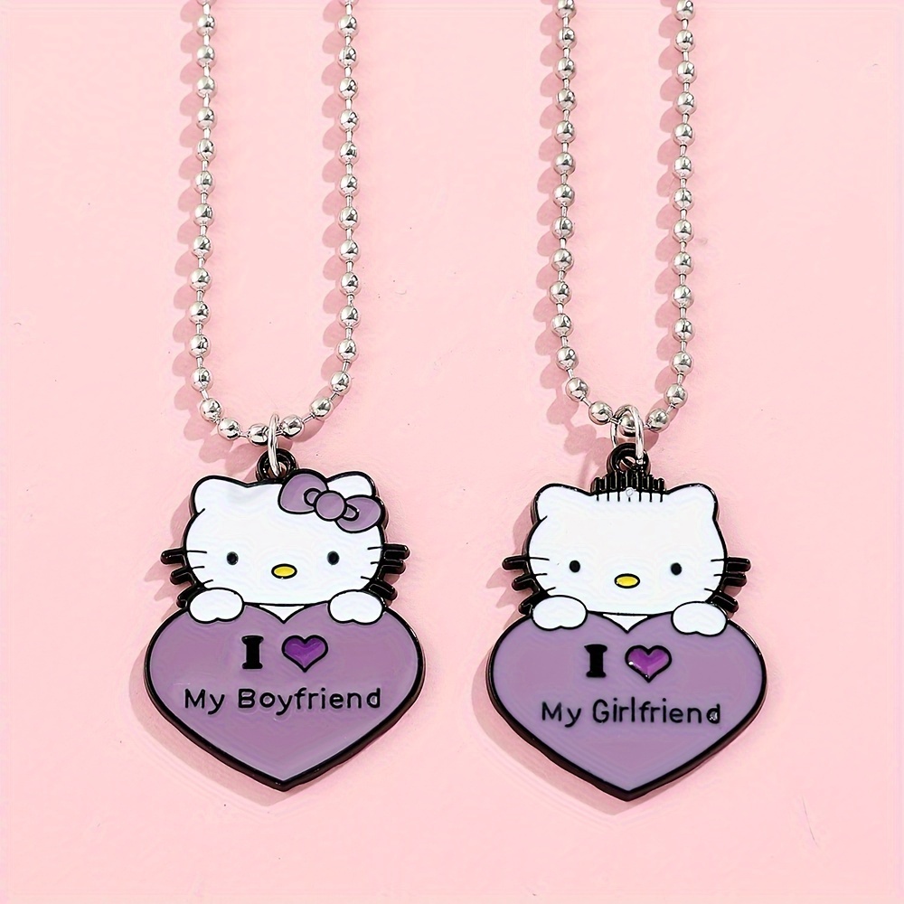 4pcs Christmas Gift Hello Kitty Melody Necklace, Y2K New Cute Cartoon Kuromi Women Adjustable Clavicle Chain, Fashion Couples Versatile Pendant