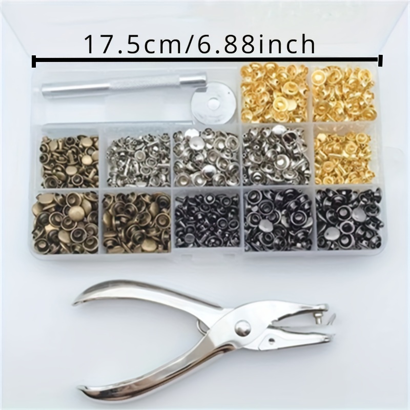 320Pcs Leather Rivets Double Cap Rivet Kit,60Pcs Leather Snap Fasteners Set  12mm