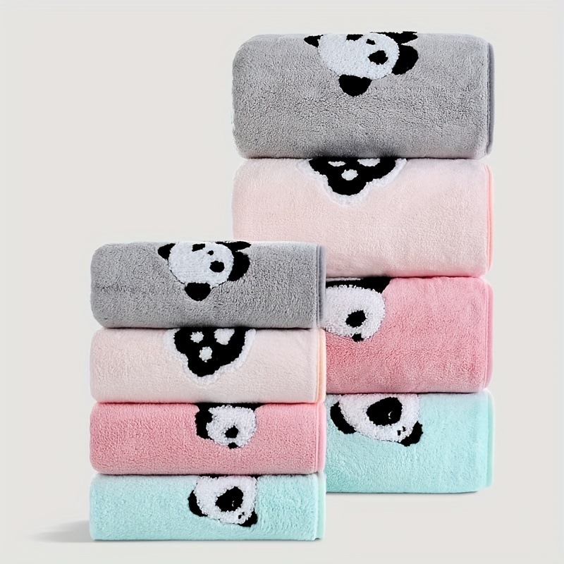 

2pcs Soft And Absorbent Panda Hand Towel And Bath Towel Set - Perfect For Adults - Coral Velvet Material - Ideal For Face And Body Washing, Bathroom Accessories