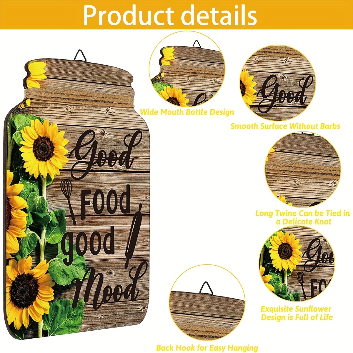 Wall Decor Wooden Plaque Rustic Sunflower Wall Sign - Temu
