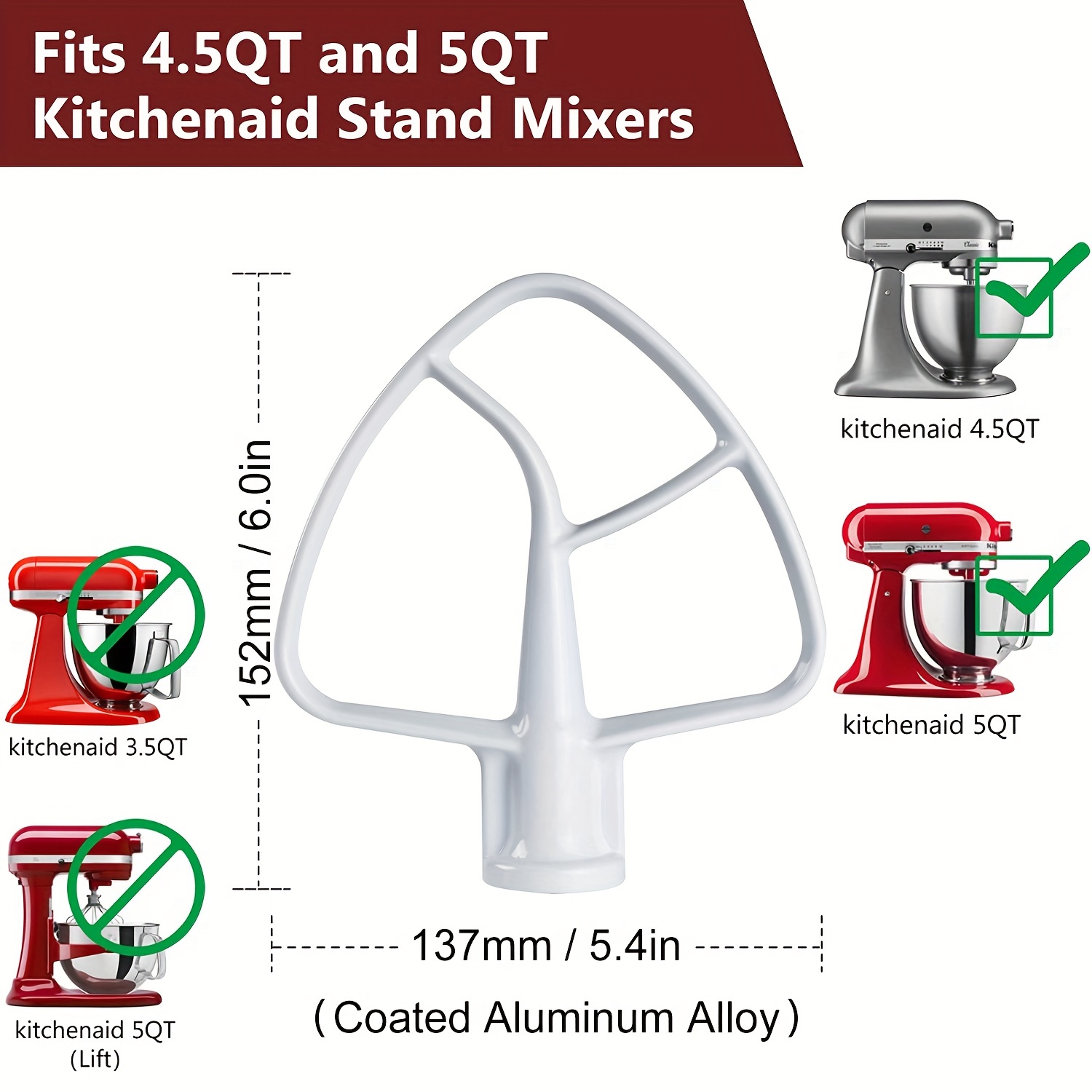 Paddle Attachment For Kitchenaid Stand Mixers 5 Quart Lift And 6