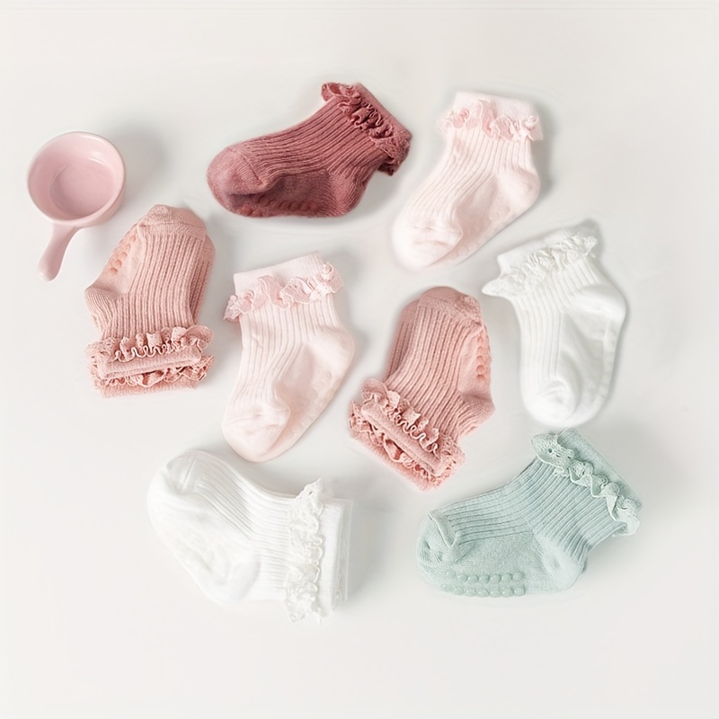 

5pairs Baby Girls Kids Lace Princess Socks, Infant Girls Kids Breathable Comfy Socks For Spring Autumn, Children's Socks