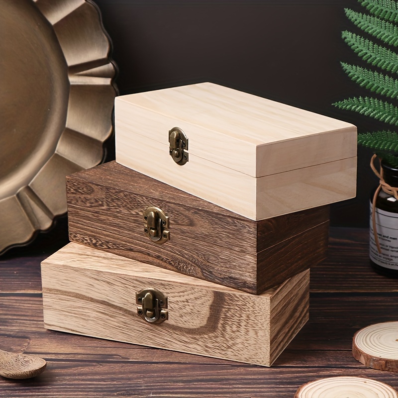Caja de almacenamiento de madera con cerradura y llaves, juego de 2 cajas  decorativas de madera con tapas con bisagras y pestillo, caja de recuerdos