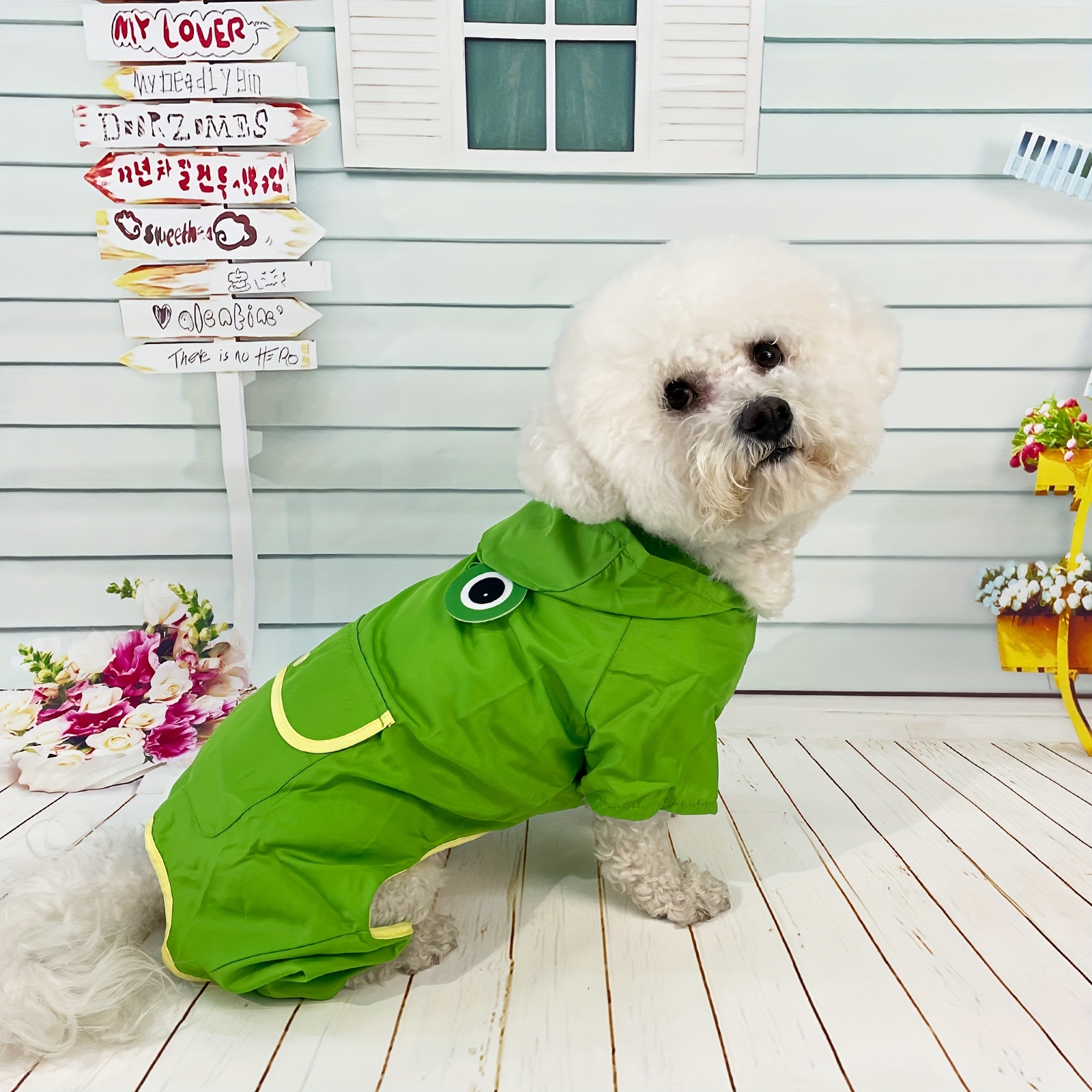 cute frog shaped dog raincoat puppies small dogs keep pet Temu