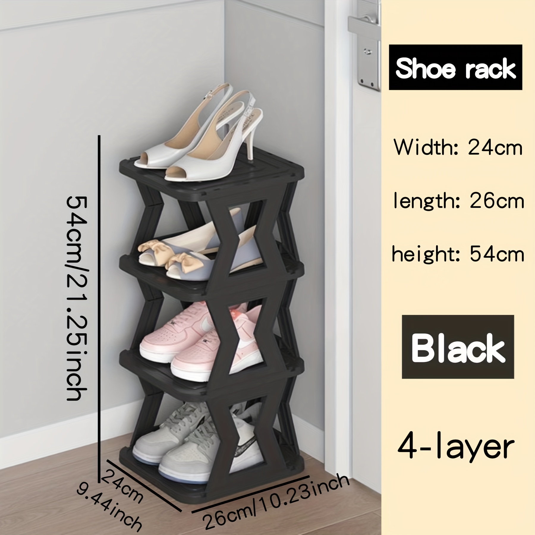 Household Storage Artifact Multi-Layer Shoe Storage Rack Space Saving  Economical Home Narrow Door Corner Seam Door Shoe Cabinet