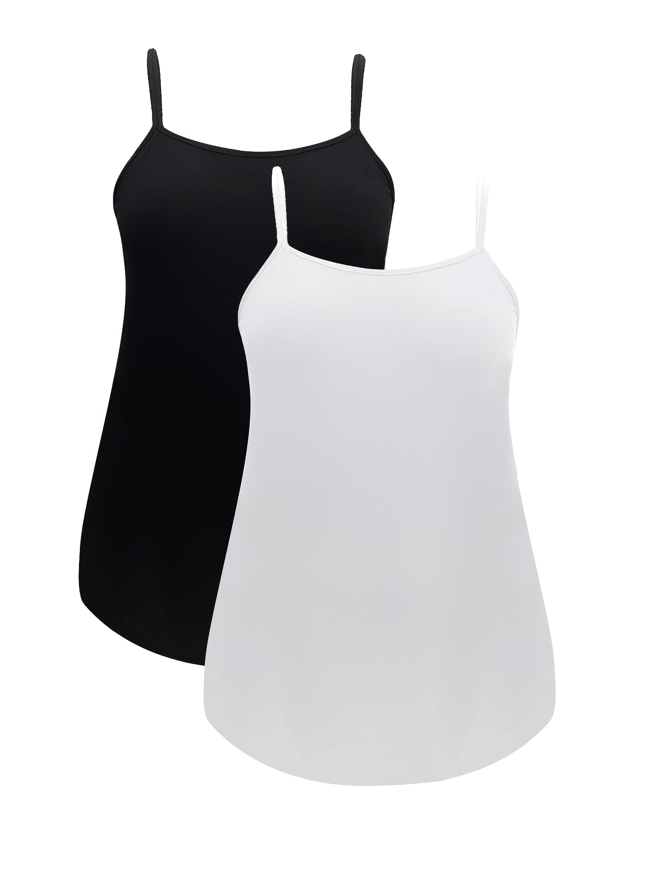 2 Pack Active Basic Women's Basic Cami Tank Top Small Black, White