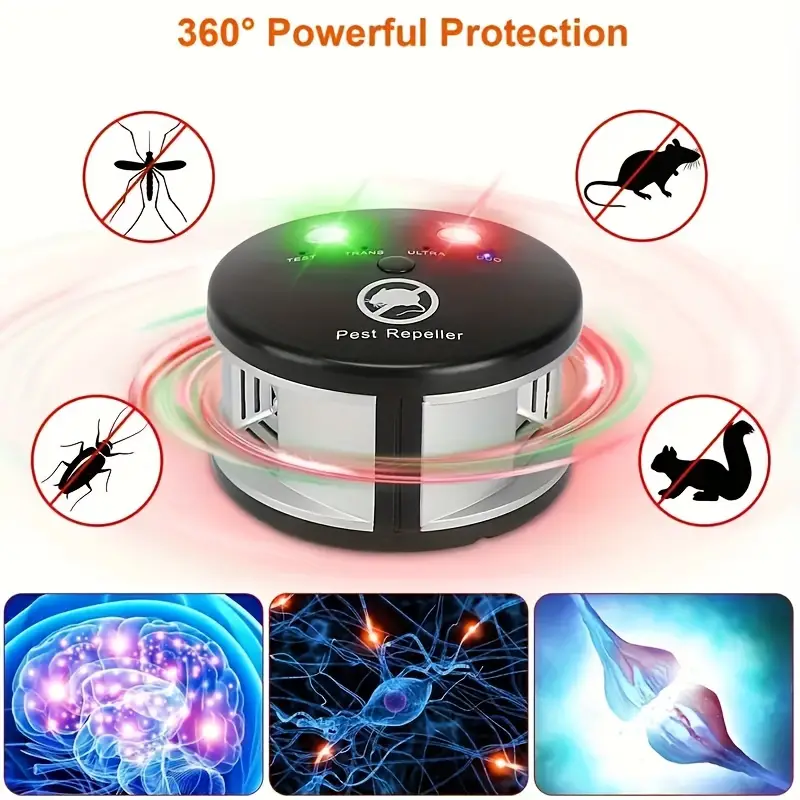 1pc 360 ultrasonic rodent repellent pest control mouse chaser with pressure wave ultrasonic sound for indoor use deterrent for mice and other pests energy saving silent odorless non toxic safe details 0