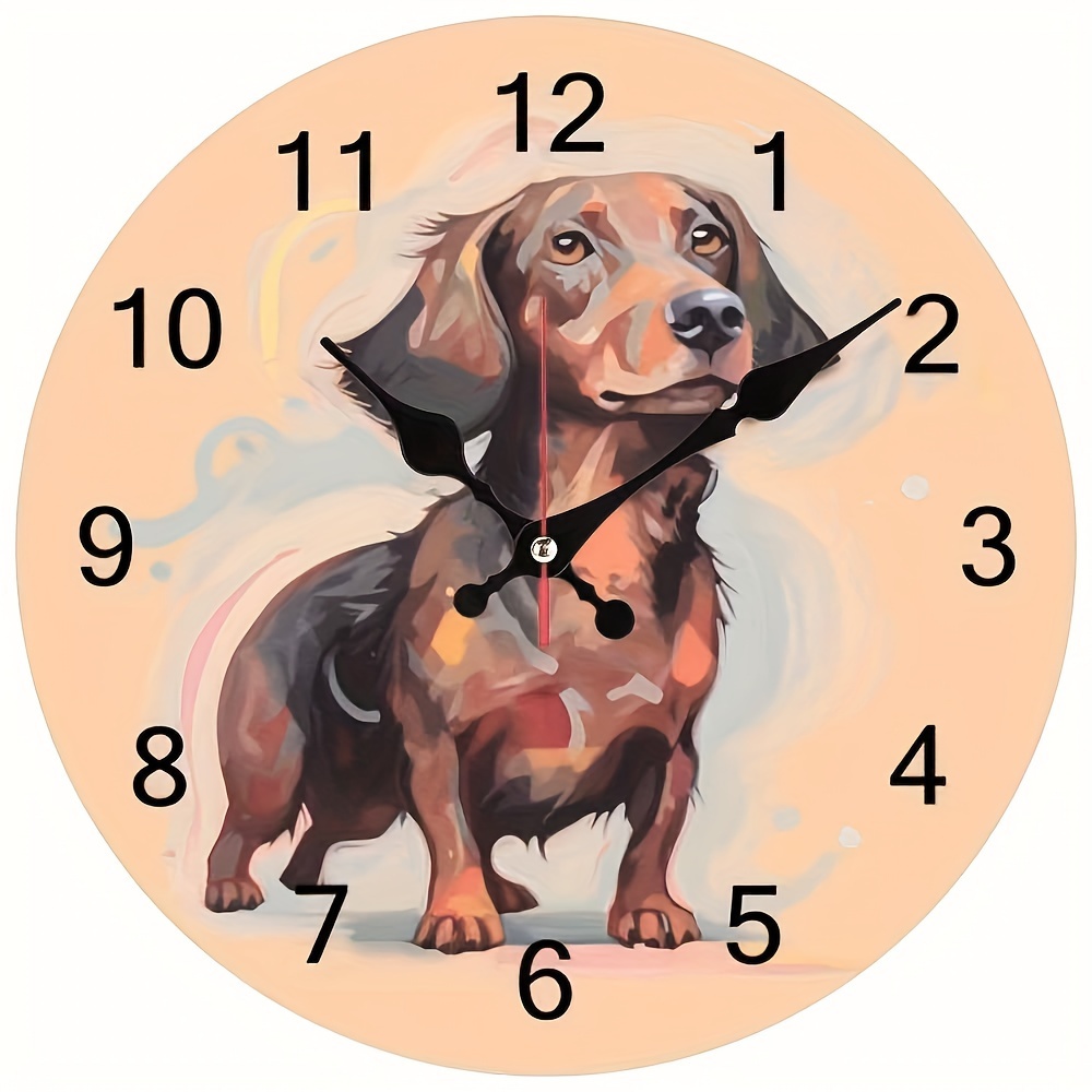 

1pc Dog Clock Non Ticking Silent Easy To Read Operated Round Wall Clock For Office Kitchen Living Room Classroom Bedroom Home Decor Aa Battery (not Included)