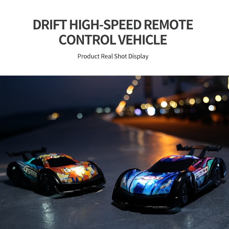 Coche de control remoto RC Drift Car 1:16 Escala 4WD 18KM/H Vehículo modelo  de alta velocidad 2.4GHz con luces LED Spray Neumático de goma Carreras  Coche de juguete deportivo para adultos