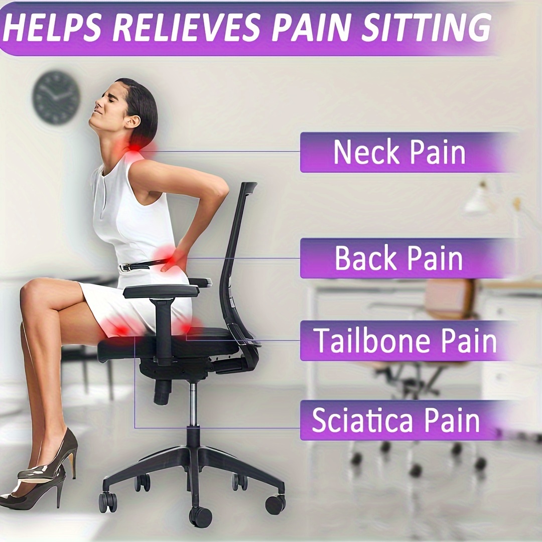 Extra-Large Gel Seat Cushion for Long Sitting - Back, Hip, Tailbone Pain  Relief