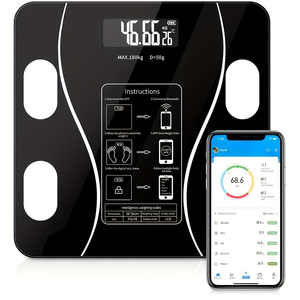 Bluetooth Smart Bathroom Scales for Body Weight Digital Scale Body Fat BMI  Scale,Auto Body Composition Analyzer with Smartphone APP,Best Fitness