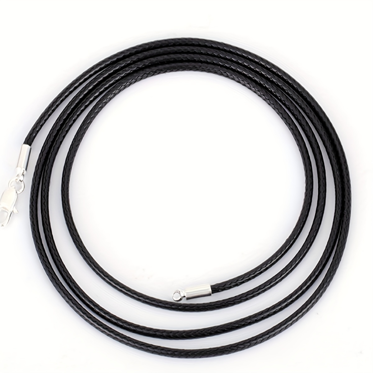 Men's 3mm Wax Cord Choker Necklace with Stainless Steel Clasp